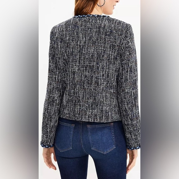 Loft Petites Cropped Tweed Jacket Size MP - Picture 2 of 11